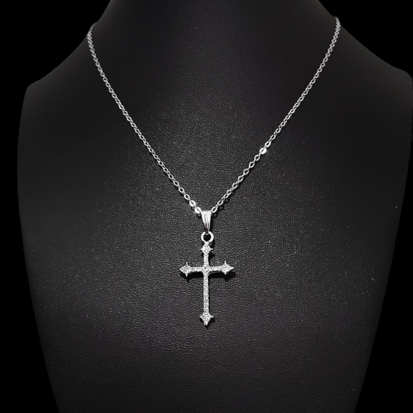 16" Crystal Cross Necklace 215 - Picture 5 of 8